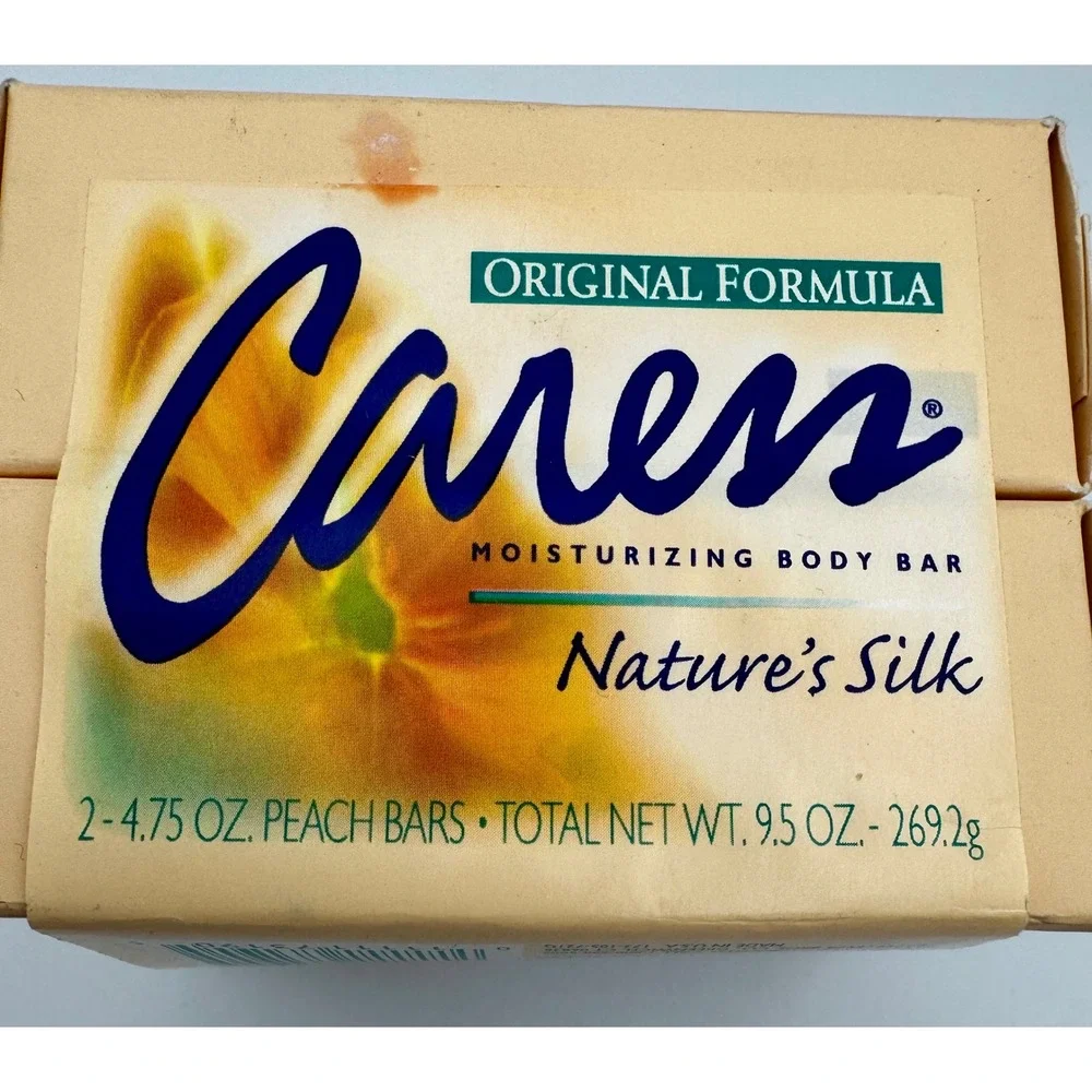 Vintage 1990s Caress Soap Natures Silk Original Peach Formula 2 Bar Pack Prop